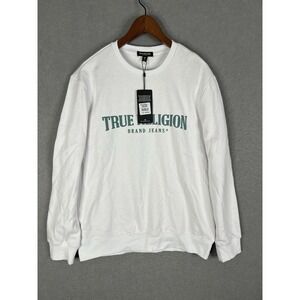 True Religion Sweatshirt Mens L White vintage Pullover Y2k